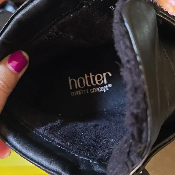 Hotter Tamara Black Leather Boots Made in England Women's Size 6.5 - Picture 9 of 10